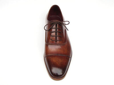 Paul Parkman Men's Captoe Oxfords Brown Hand Painted Shoes (ID#077-BRW)