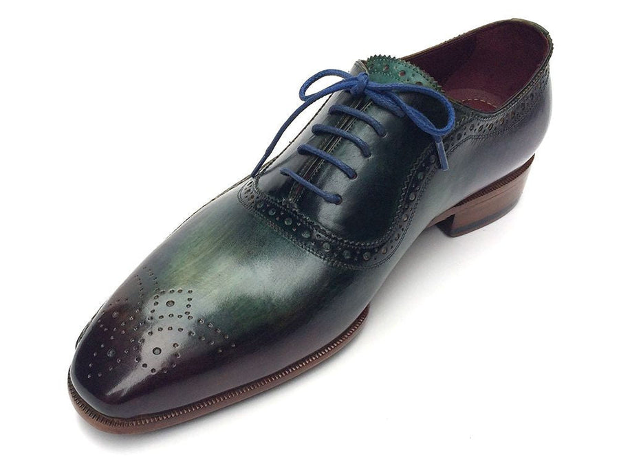 Paul Parkman Green & Purple Handmade Oxfords (ID#OPK215C)