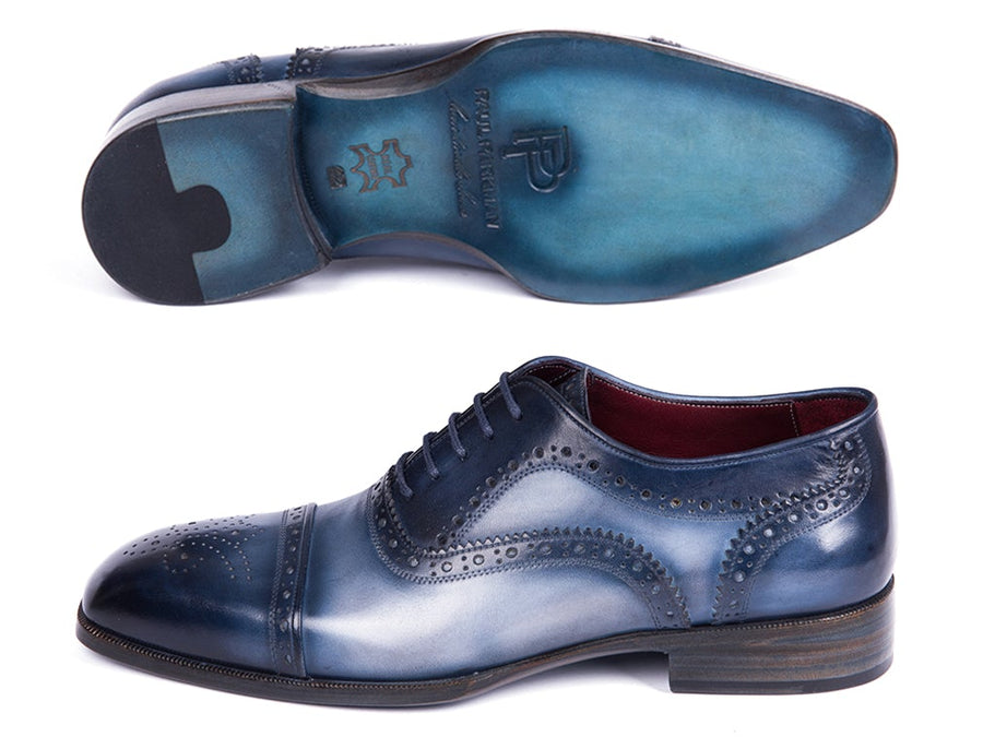 Paul Parkman Men's Cap Toe Oxfords Blue & Navy (ID#024-NVYBLU)