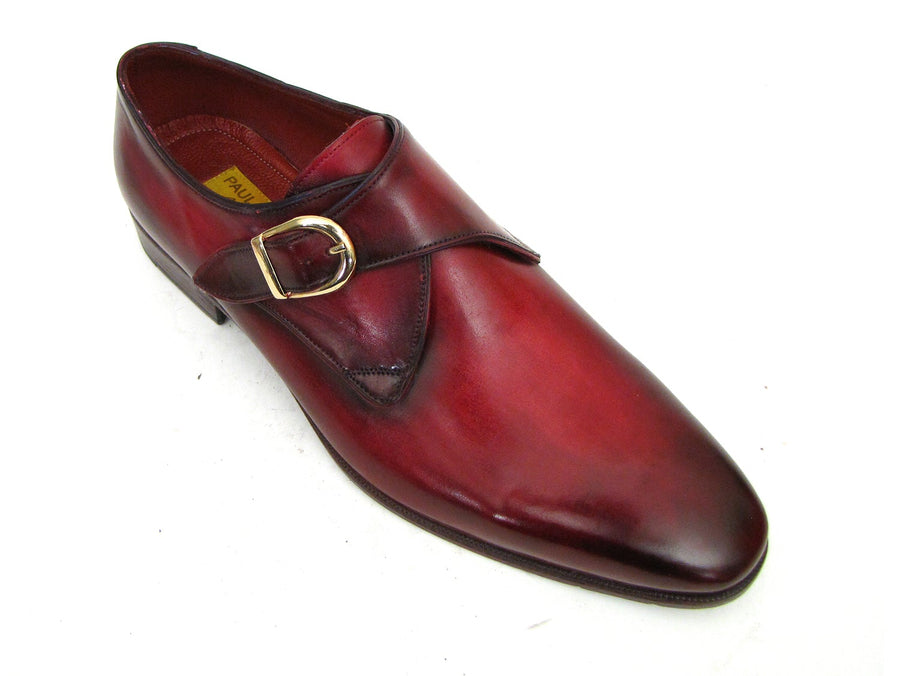 Paul Parkman Men's Single Monkstrap Shoes Burgundy Leather (ID#DW984P)