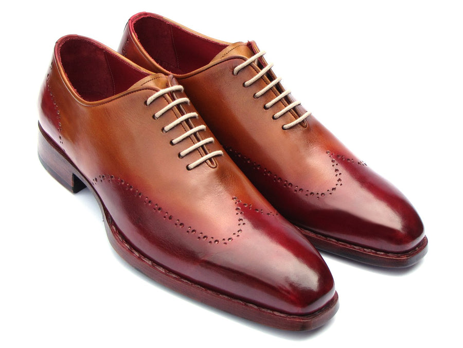 Paul Parkman Goodyear Welted Wingtip Oxfords Bordeaux & Camel (ID#081-RDT)