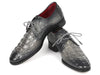 Paul Parkman Gray Crocodile Embossed Calfskin Derby Shoes (ID#1438GRY)