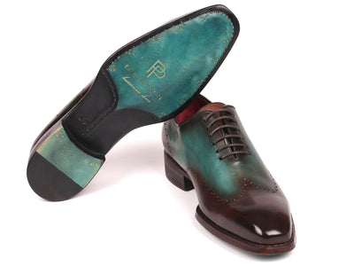 Paul Parkman Goodyear Welted Wingtip Oxfords Brown & Turquoise (ID#081-BTQ)