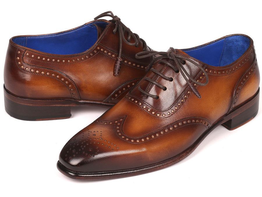 Paul Parkman Men's Handmade Wingtip Oxfords Brown (ID#711W03)