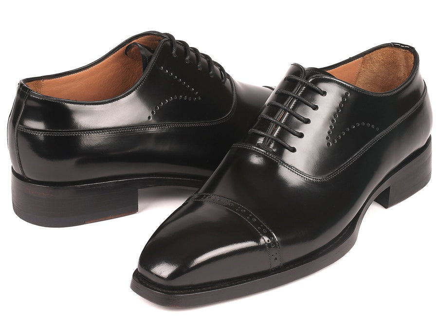 Paul Parkman Goodyear Welted Cap Toe Oxfords Black Polished Leather (ID#056BLK84)