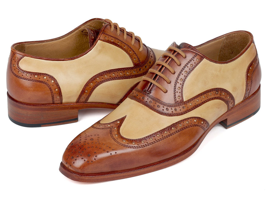 Paul Parkman Brown & Beige Dual Tone Oxfords (ID#224BJ57)