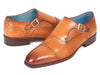 Paul Parkman Men's Cap Toe Monkstrap Shoes Cognac (ID#65CGN97)