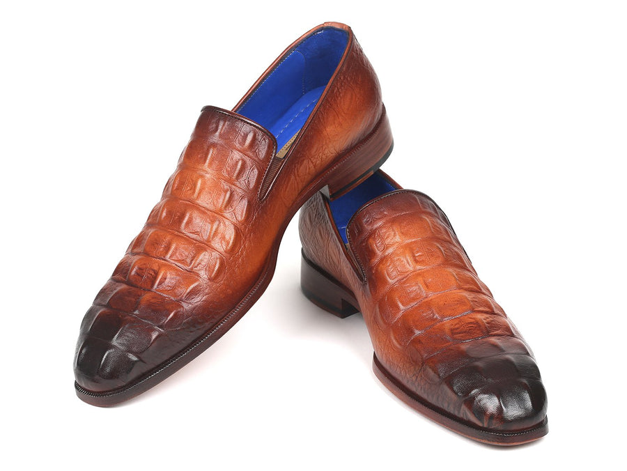 Paul Parkman Brown Crocodile Embossed Calfskin Loafers (ID#5576-BRW)