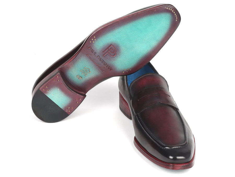 Paul Parkman Men's Purple Burnished Penny Loafers (ID#10PR23)