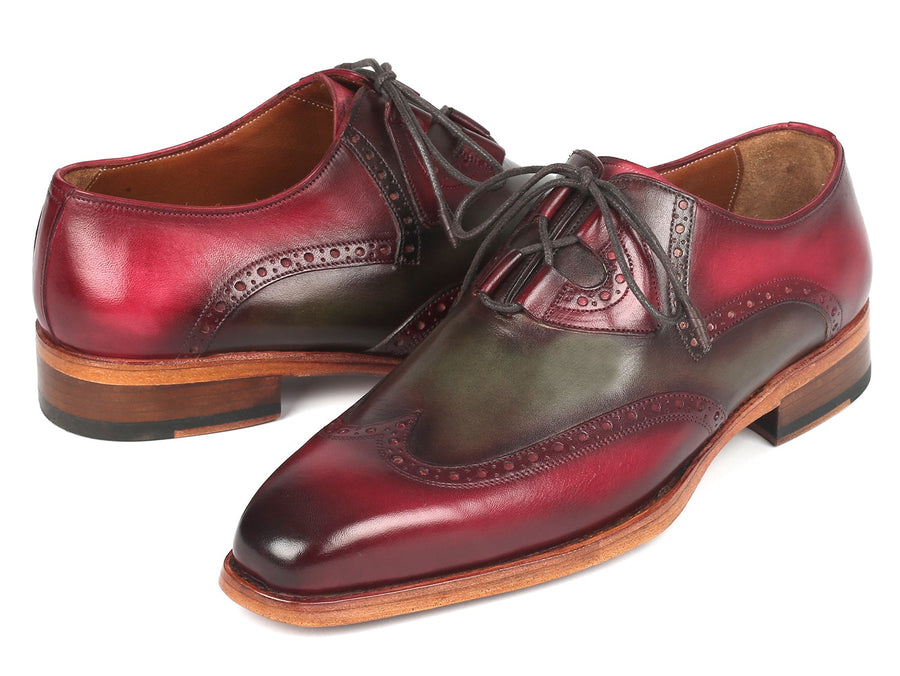 Paul Parkman Goodyear Welted Ghillie Lacing Brogues Green & Bordeaux (ID#2955-GRB)