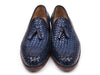 Paul Parkman Woven Leather Tassel Loafers Navy (ID#WVN44-NAVY)